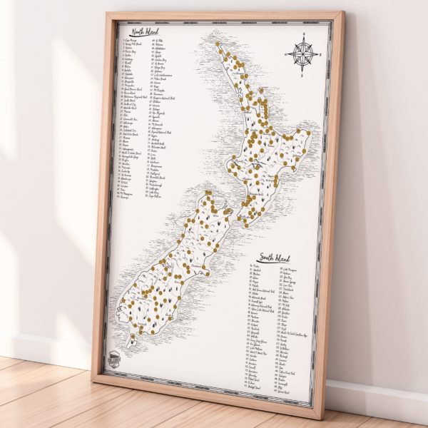 The Classic NZ Scratch Map - Framed