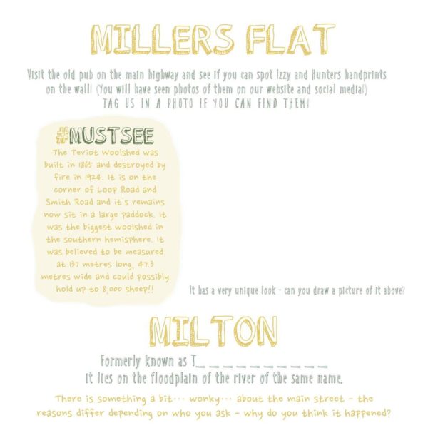 South Island Book Millers Flat Page