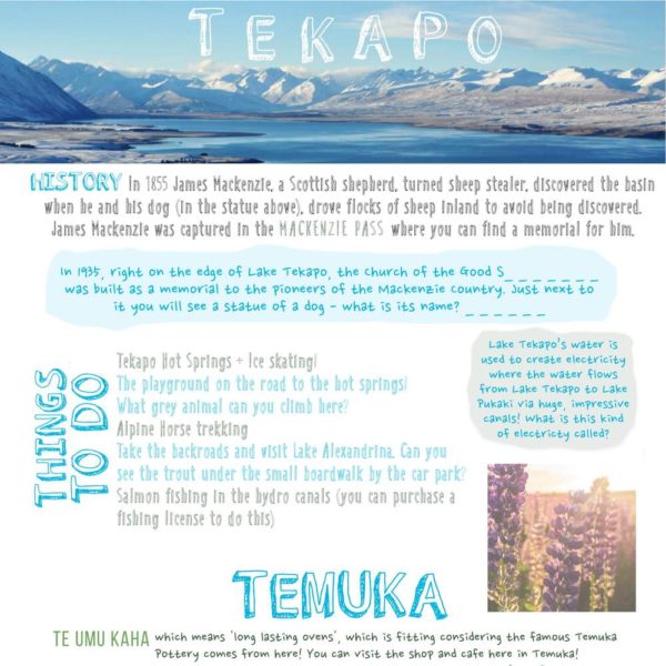 South Island Book Tekapo Temuka Page